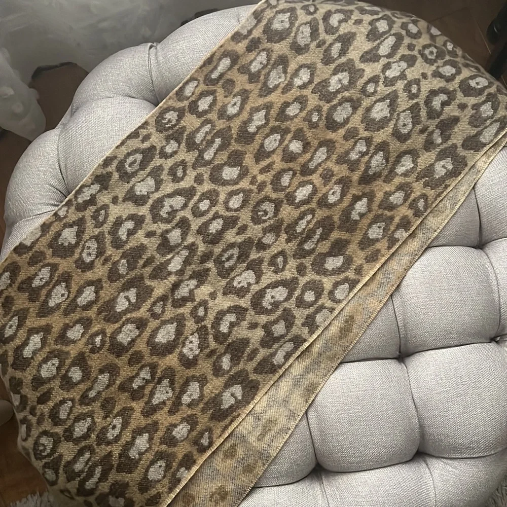Croft & Barrow Brown Cozy Leopard Print Scarf with Fringe